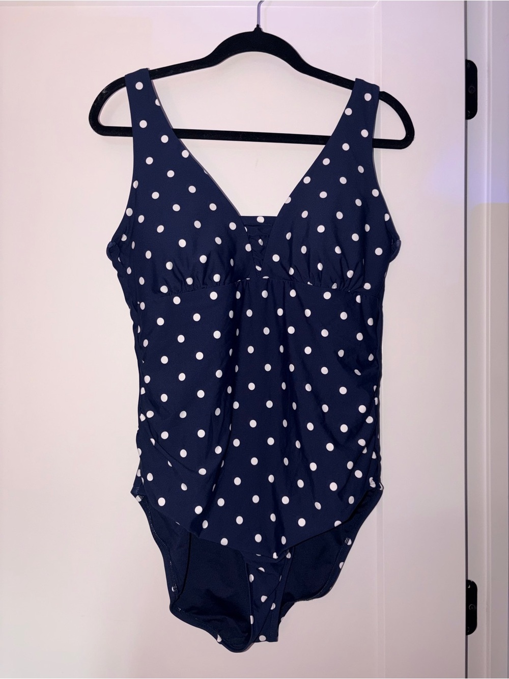 Lands' End Navy Polka Dot One-Piece